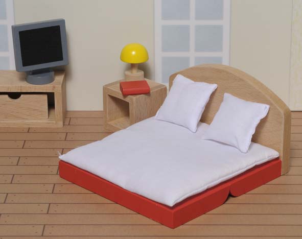 goki 51749 Puppenmöbel Wohnzimmer funktionell mit klappbarer Couch komplett 