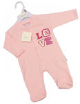 Gr.56 - Baby Baumwoll Strampler "Love" in der Farbe rosa - nursery time BW-1310-0237