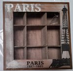 shabby chic Schaukasten Paris aus Holz mit 9 Fächern 30x30cm