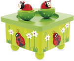 Spieluhr Marienkäfer aus Holz - music box ladybug leaf Ulysse 3875